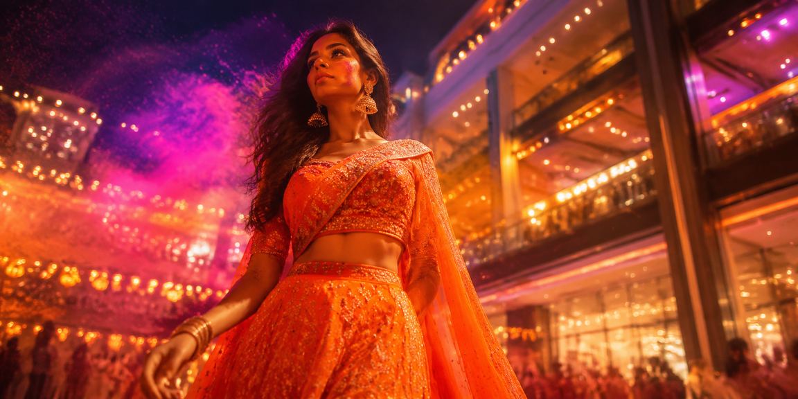 Celebrations around Indian Holi festival with lottery tickets and cheerful players