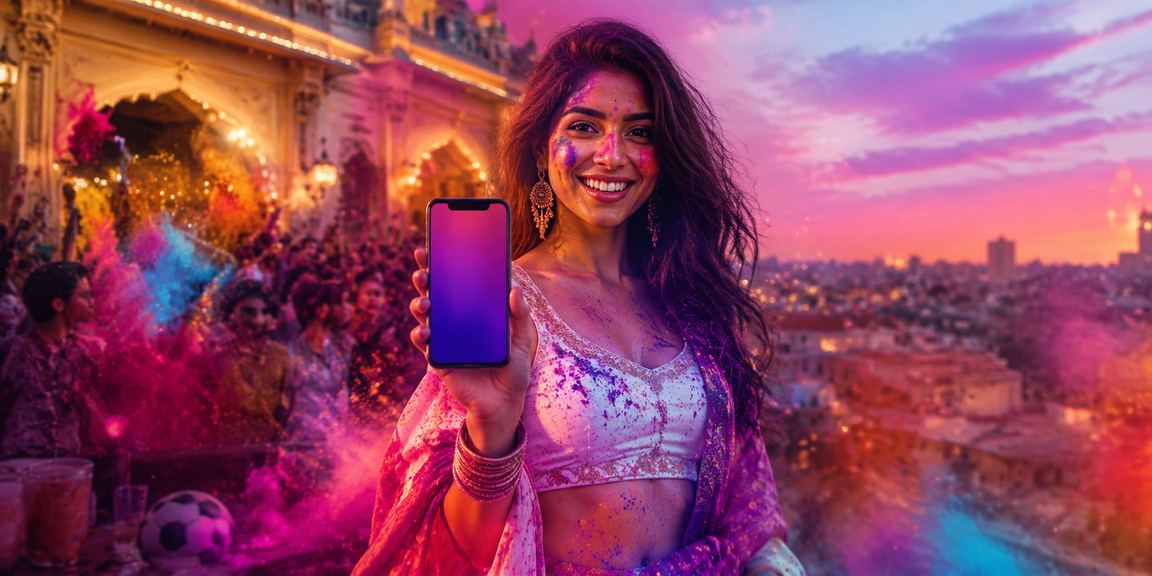 Deposit success and celebration with Holi festival colors in India